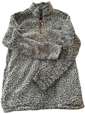 Alpine Sherpa Gray Quarter Zip Pullover Women’s M Fleece Cozy Winter Top